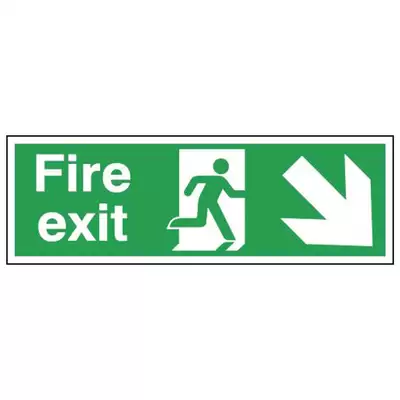 Safety Signs Vinyl - Type: Fire Exit Down Right