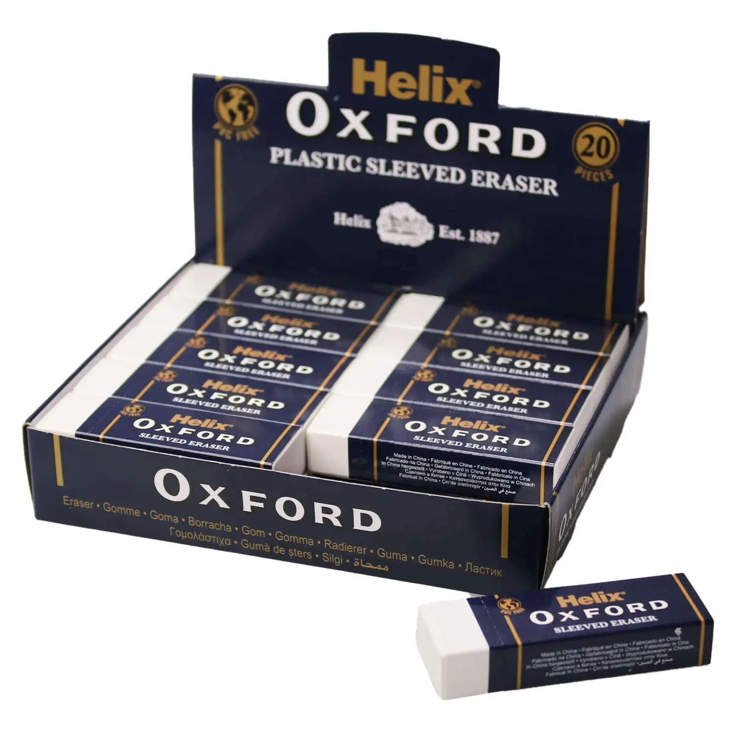 Helix Oxford Large Eraser 20 Pack