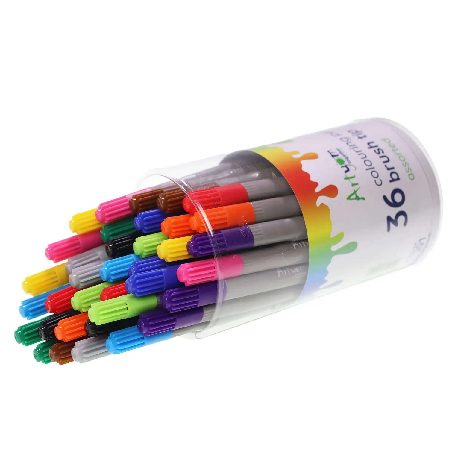 Artyom Easy Grip Brush Tip Colouring Pens Assorted 36 Pack G2p100