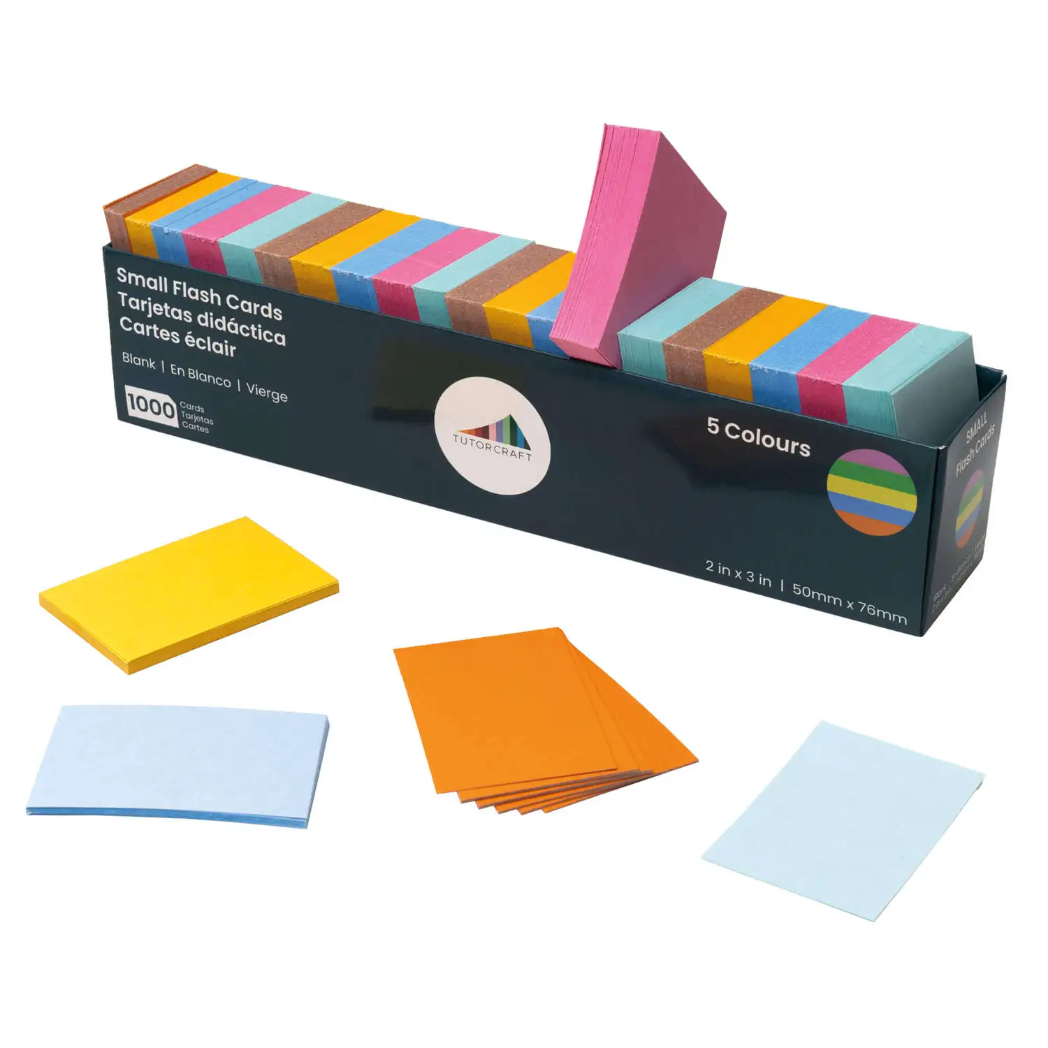Assorted Colour Blank Flash Cards Small 1000 Pack
