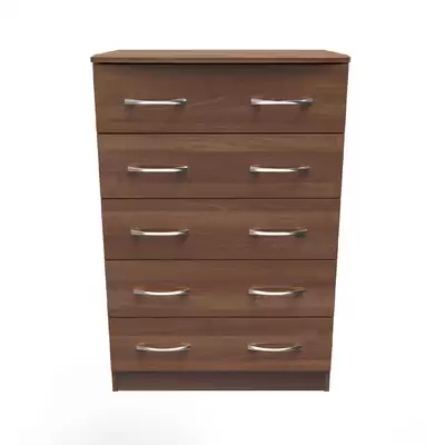 Wessex 5 Drawer Wide Chest - Colour: Walnut