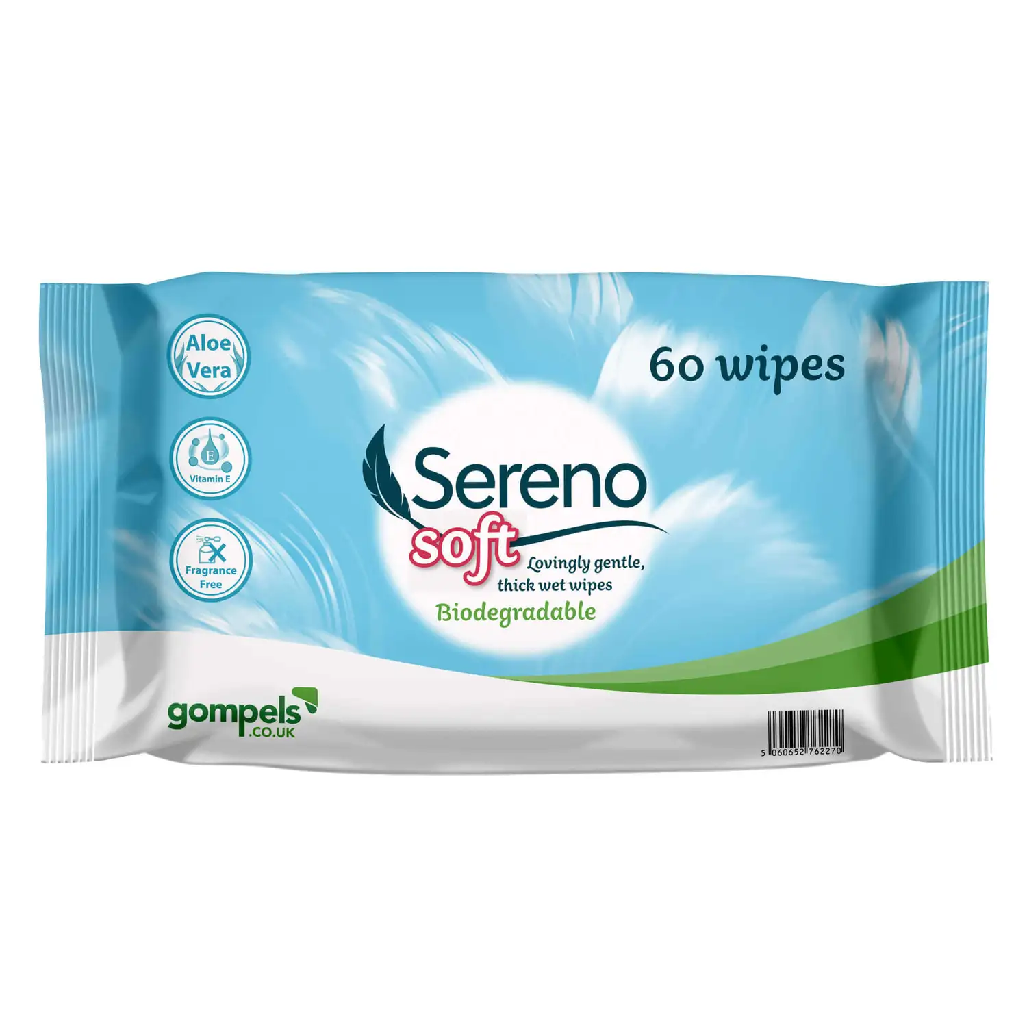 Sereno Soft Biodegradable Wet Wipes 60 Pack