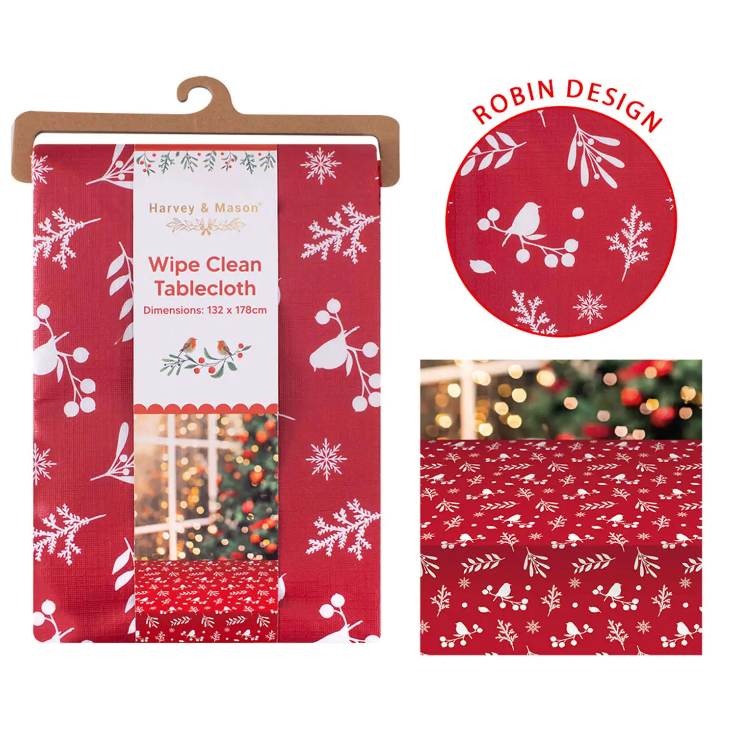 Christmas Robin Wipe Clean Tablecloth