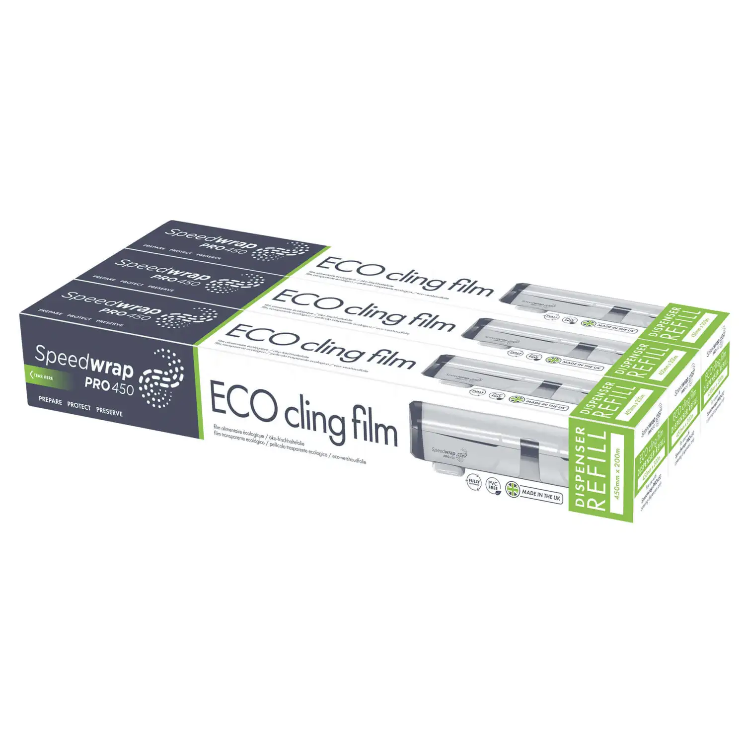 Speedwrap Eco Clingfilm for Dispenser 450mm x 200m 3 Pack