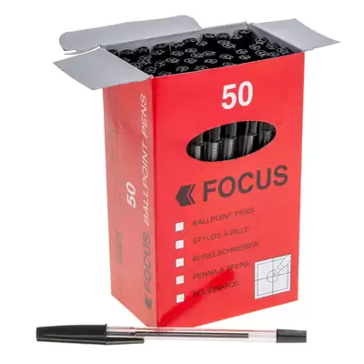 Medium Ballpoint Pen 50 Pack - Colour: Black
