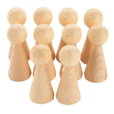 Wooden Conical Figures 100mm 10 Pack
