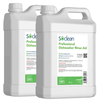 Soclean Professional Dishwasher Rinse Aid 5 Litre 2 Pack G2p100