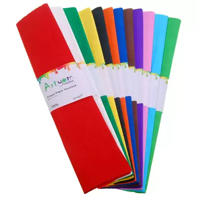 Artyom Crepe Paper Assorted 50cm x 3m 12 Pack G2p100