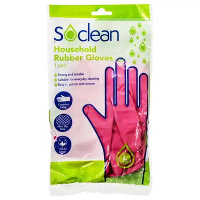 Soclean Household Rubber Gloves Pink Large 10 Pairs G2p100
