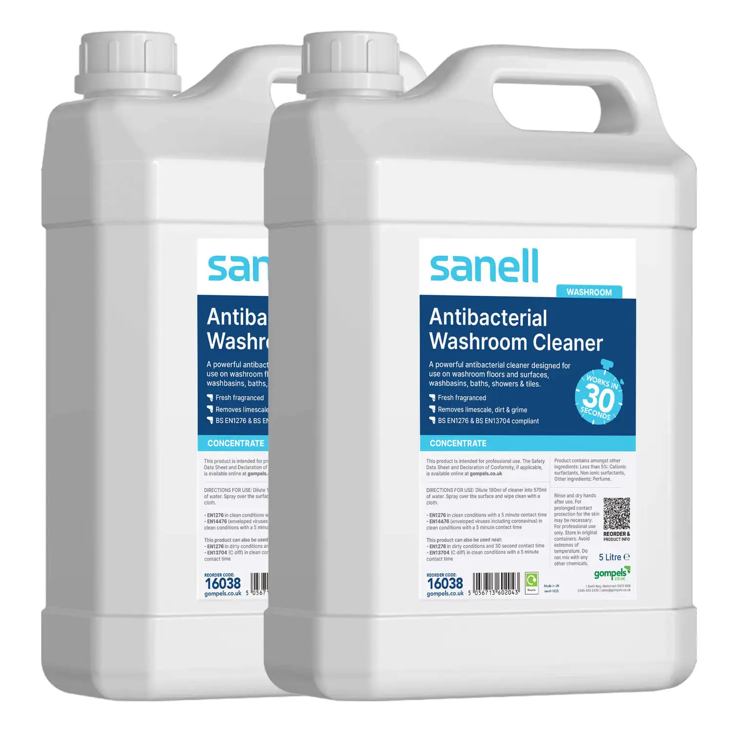 Sanell Antibacterial Washroom Cleaner 5 Litre 2 Pack G2p100