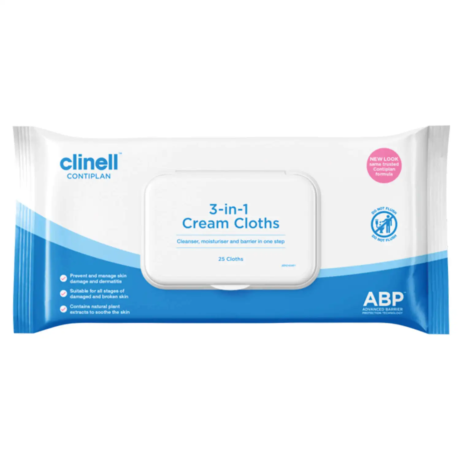 Clinell Contiplan 3 in 1 Cream Cloths 25 Pack G2p100