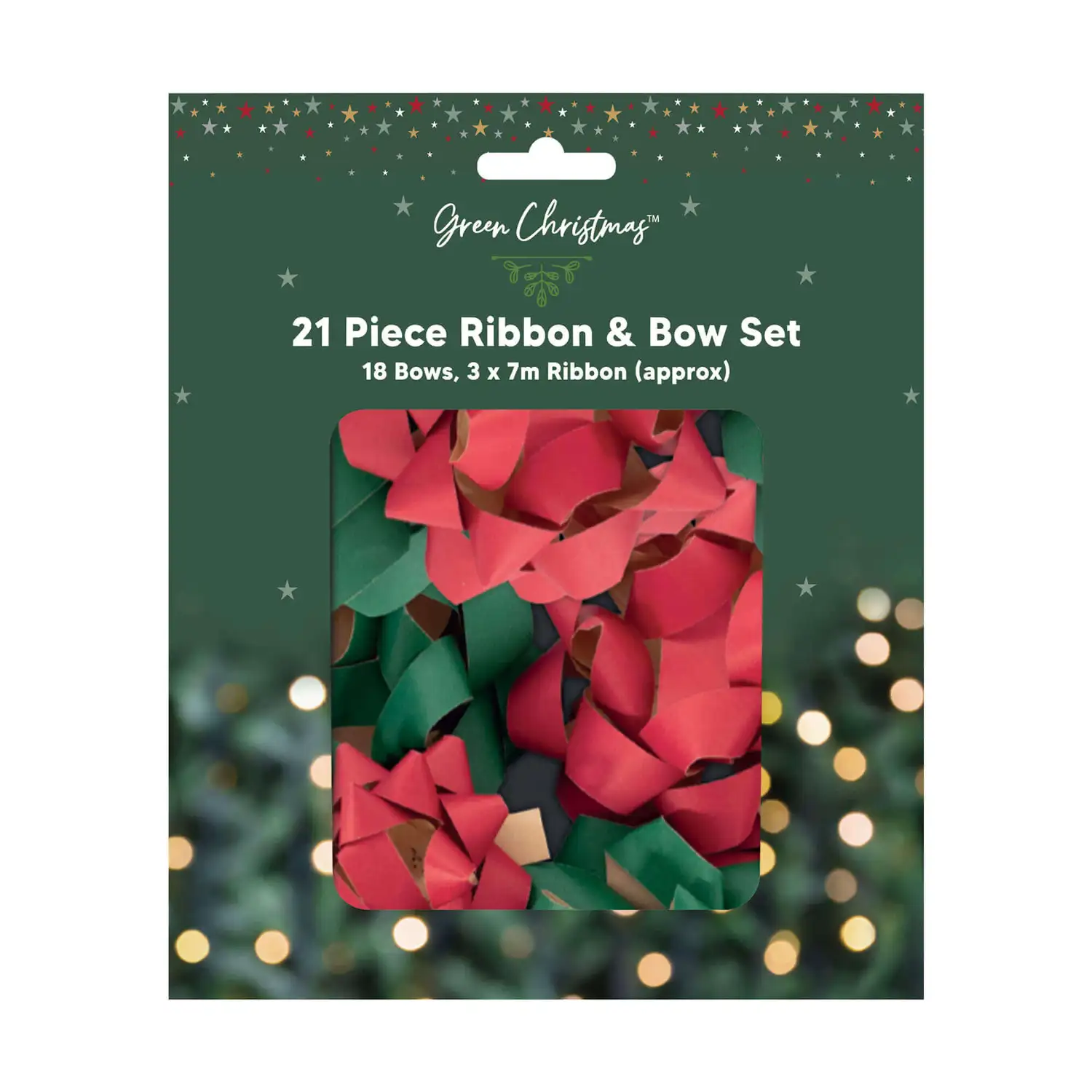 Christmas Ribbons and Bows Red and Green 21 Pack