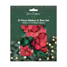 Christmas Ribbons and Bows Red and Green 21 Pack