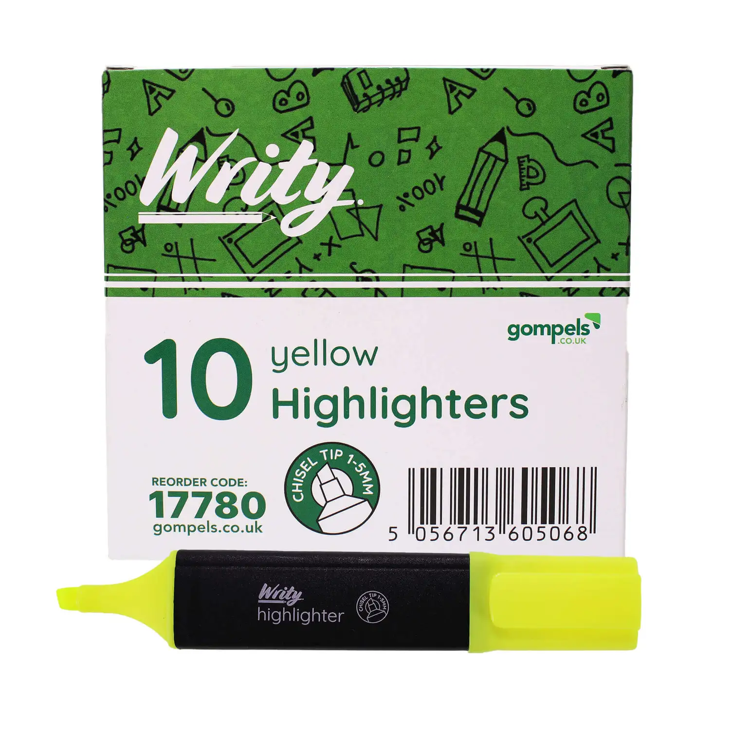 Writy Highlighters Yellow 10 Pack G3p70