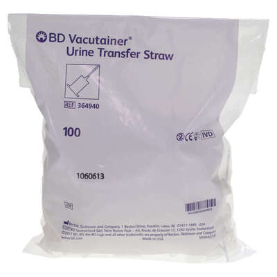 BD Vacutainer Urine Transfer Straw 100 Pack