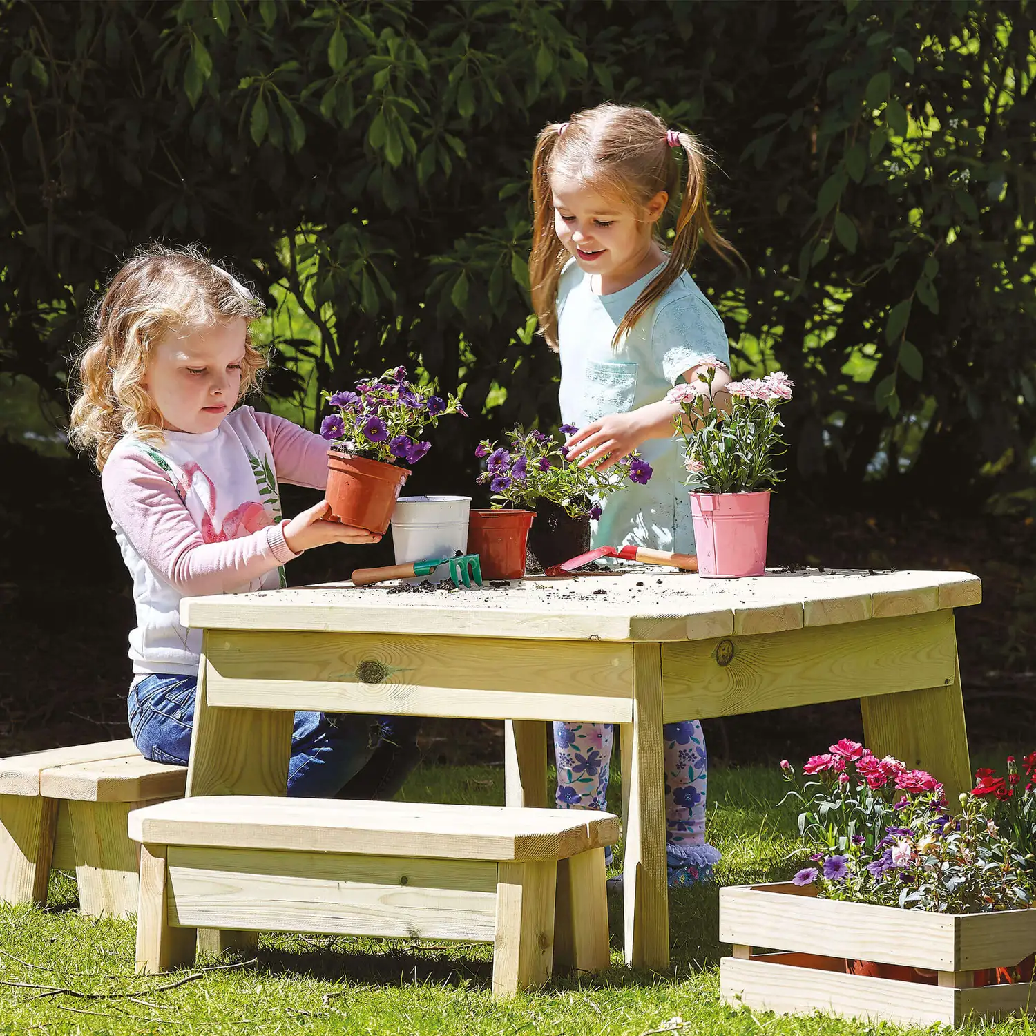 Square Table and Bench Set Pre School