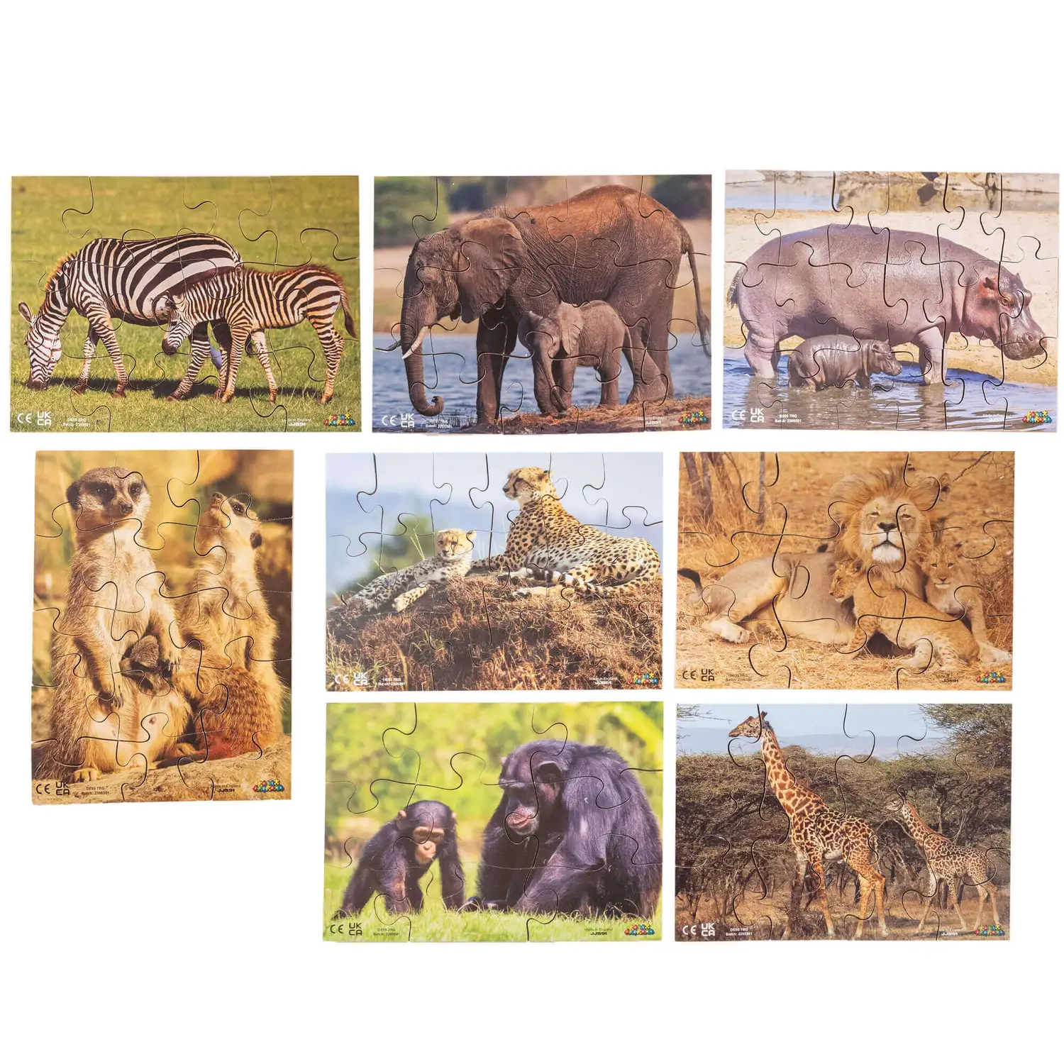 Wildlife and Their Young Puzzle 18 Piece 8 Pack