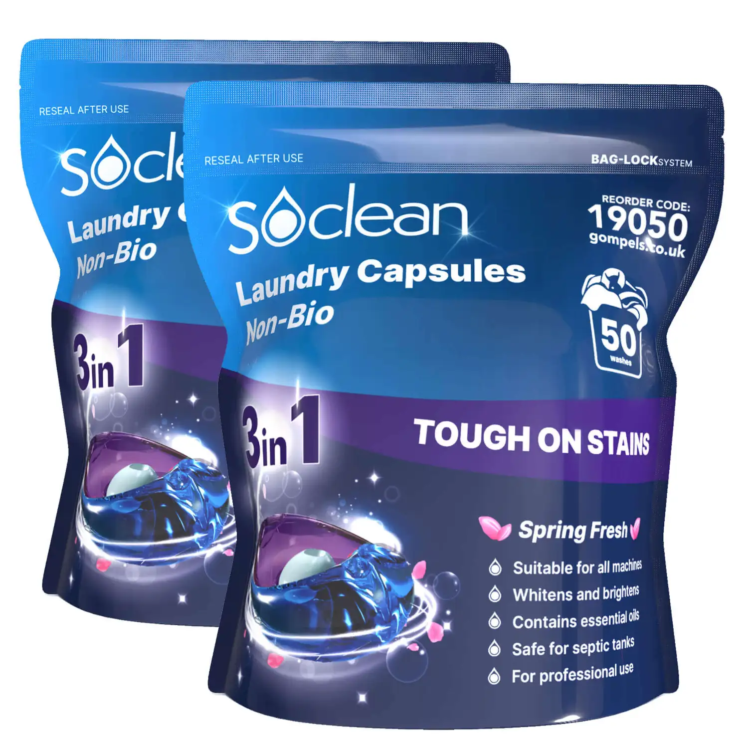 Soclean Non Bio Laundry Capsules 100 Pack G1p100