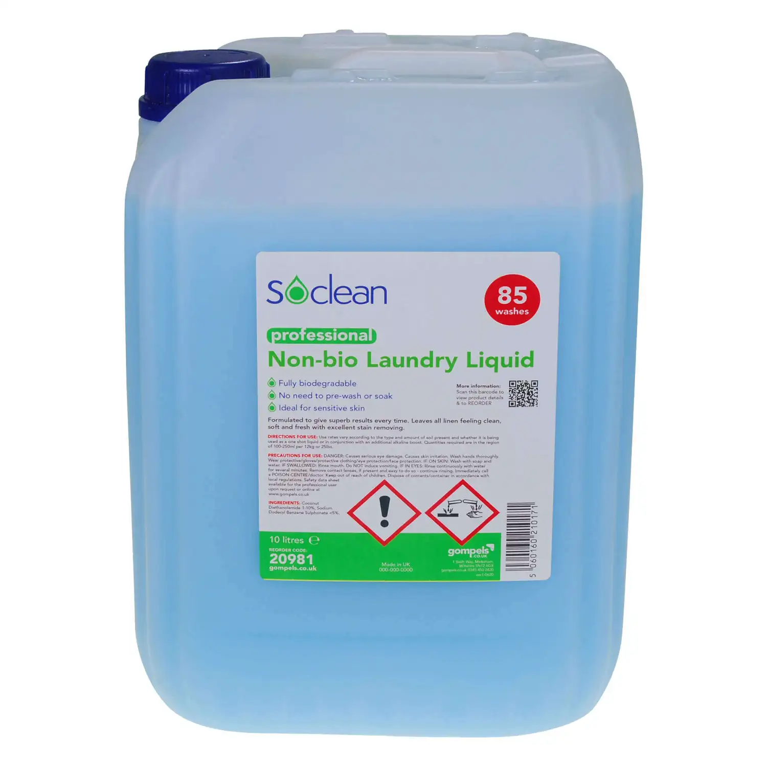 Soclean Non Bio Laundry Liquid 10 Litre G2p100
