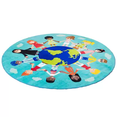 Children of The World Circular Rug Teal 2mx2m