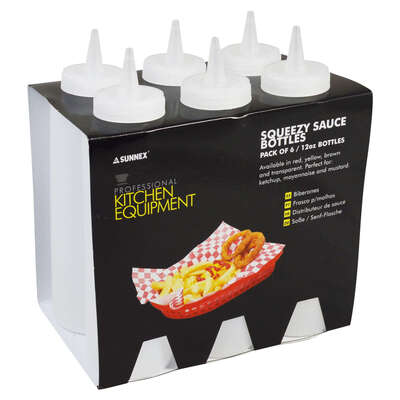 Squeezy Sauce Bottles Clear 12oz 6 Pack