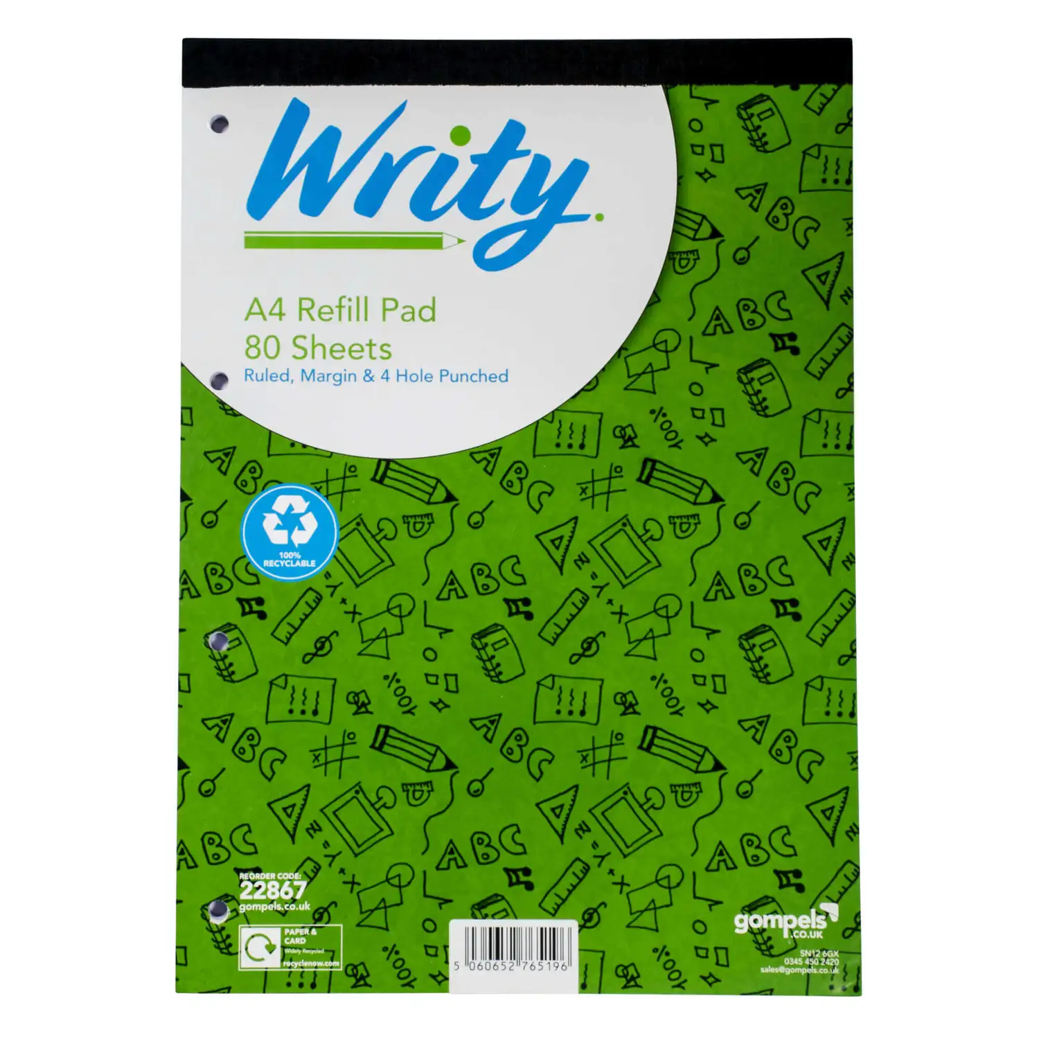 Writy A4 Refill Pad 80 Sheet 5 Pack G3p90