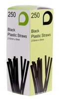 Black Plastic Straws 250 Pack