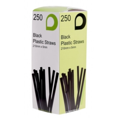 Black Flexible Drinking Straws 250 Pack