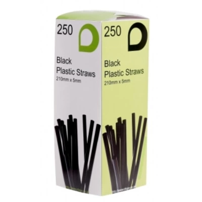 Black Plastic Straws 250 Pack