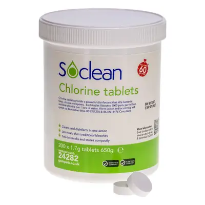 Soclean Chlorine Tablets 200 Pack G3p95