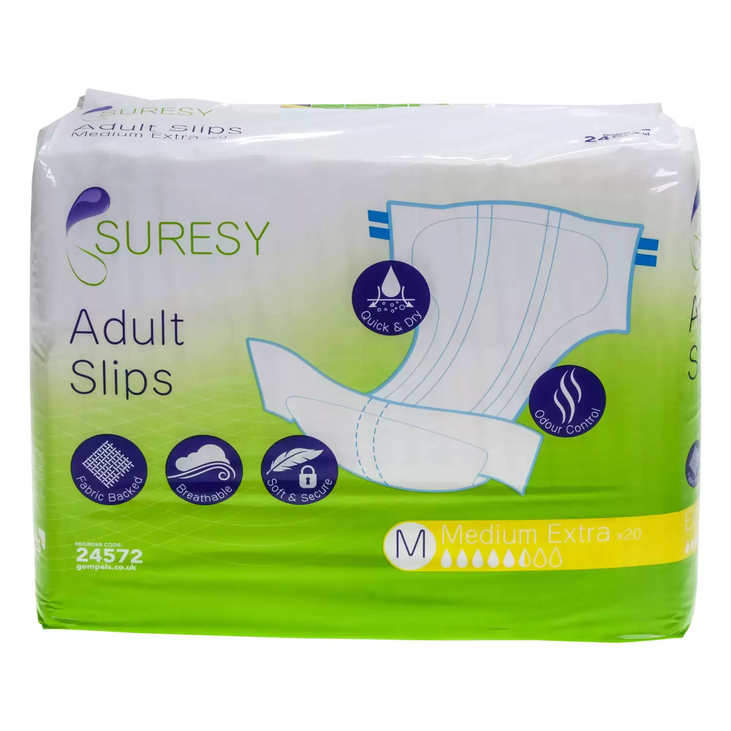Suresy Slip Adult Nappies Medium Extra 20 Pack - Gompels - Care