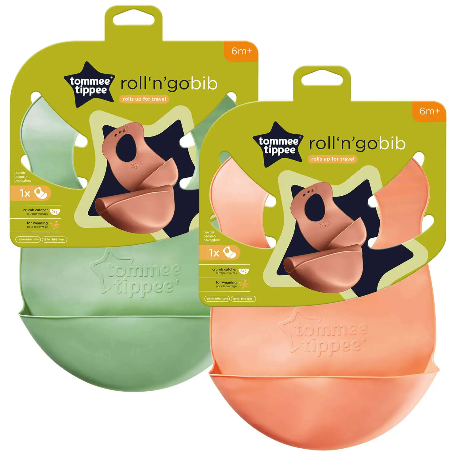 Tommee Tippee Roll 'n' Go Bib Assorted 6 Pack G2p100