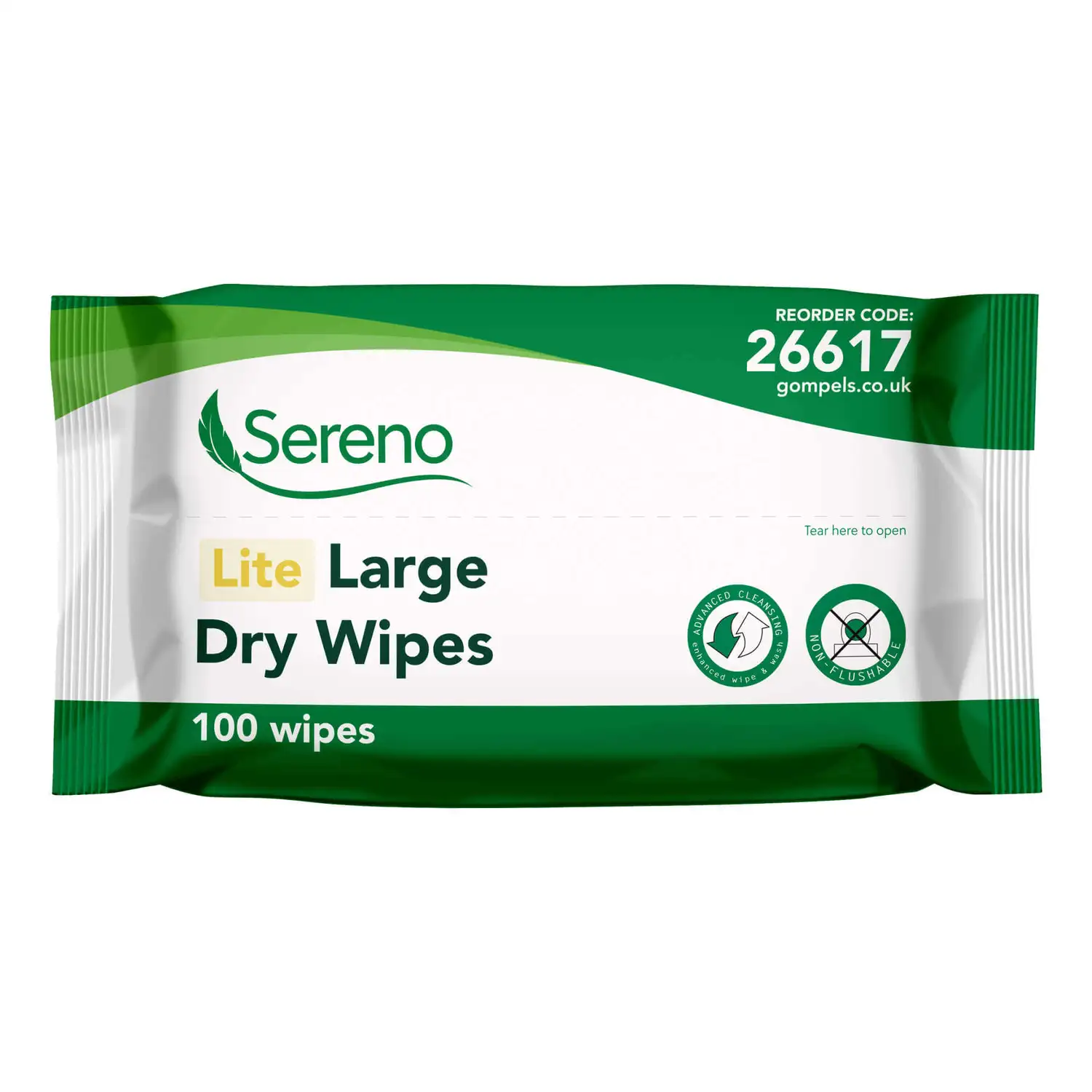 Sereno Lite Large Dry Wipes 100 Pack