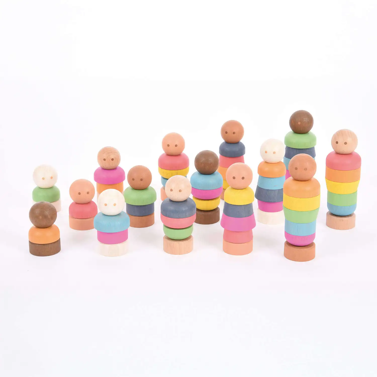 Rainbow Wooden Community People 15 Pack