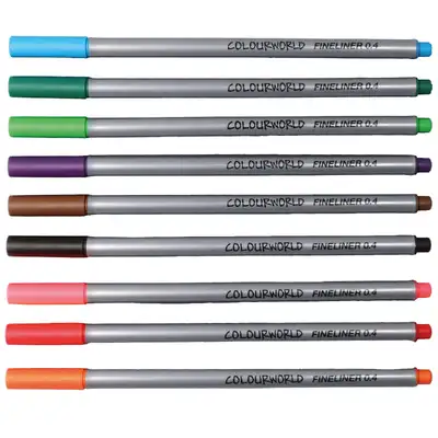 Fineliner Colouring Pens Assorted 10 Pack G2p100