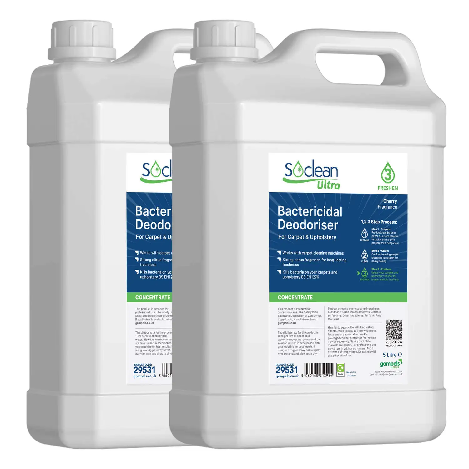 Soclean Ultra Cherry Bactericidal Deodoriser 5 Litre 2 Pack G2p100