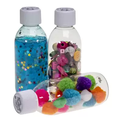 Clear Sensory Bottles With Child Resistant Cap 250ml 12 Pack