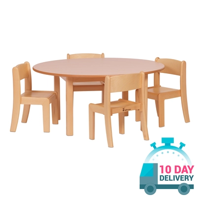 Wooden Circular Table and 4 Stacking Chairs - Age: 2-3 Years