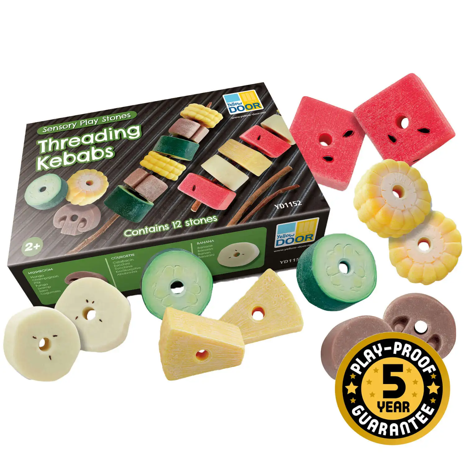 Sensory Play Stones Threading Kebabs