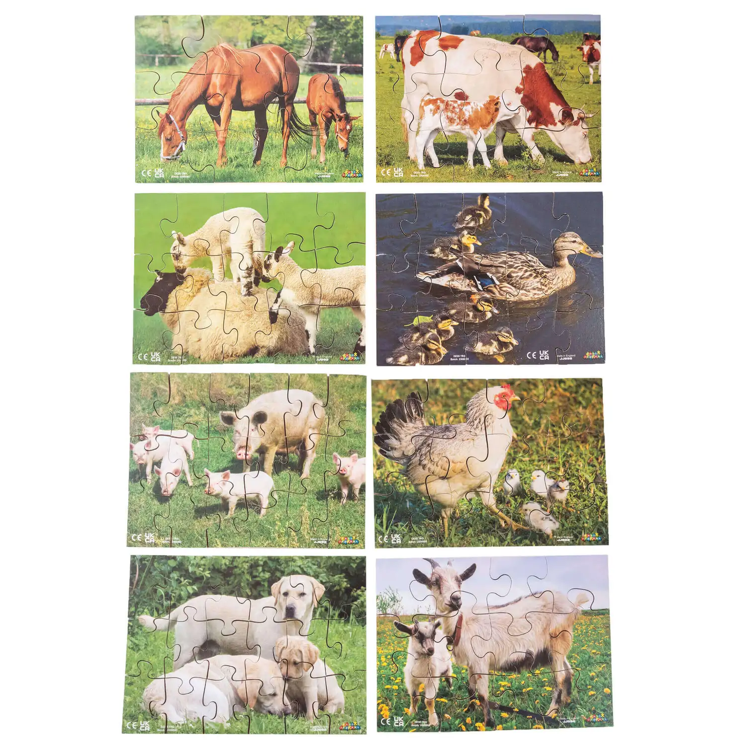 Farm Animals and Their Young Puzzle 18 Piece 8 Pack