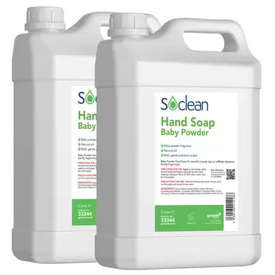 Soclean Liquid Soap Baby Powder Fragrance 5 Litre 2 Pack