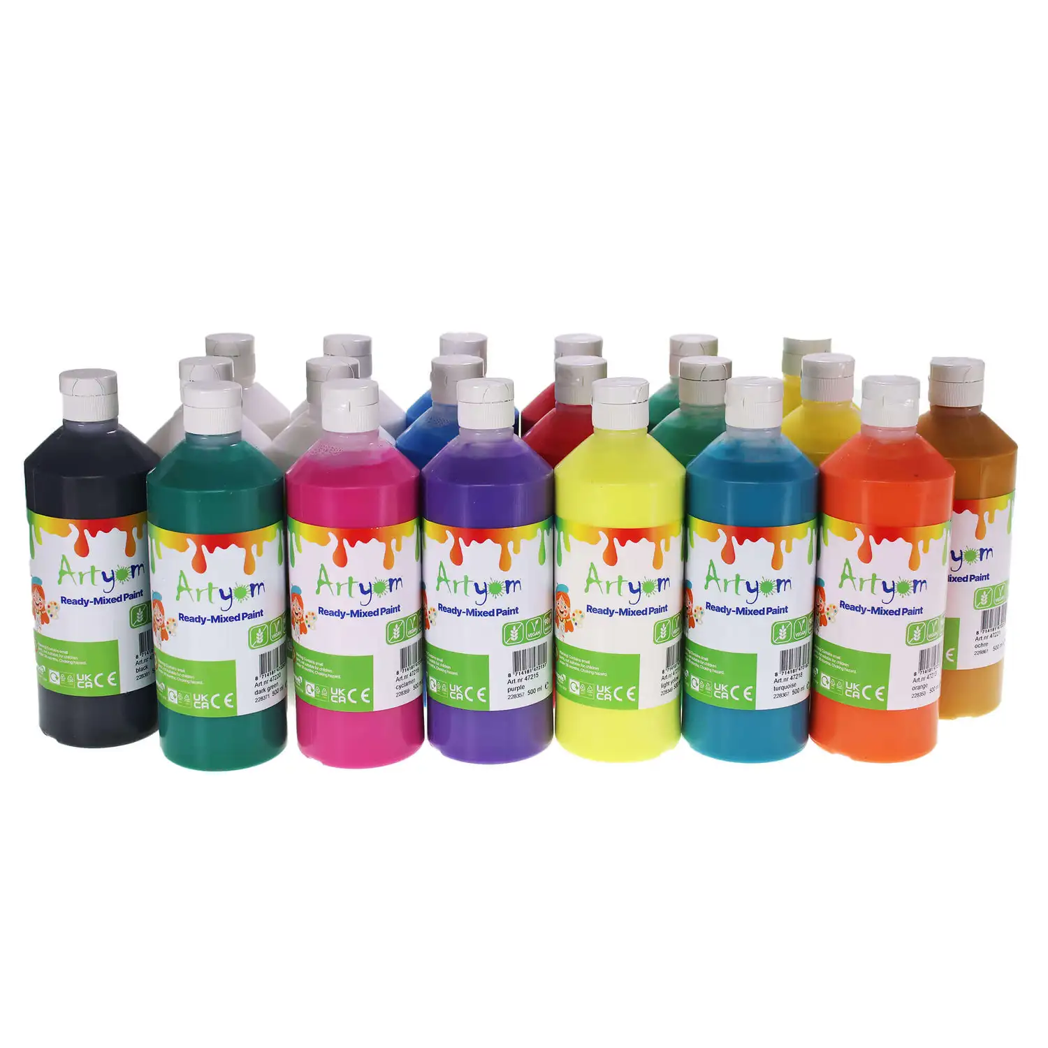 Artyom Assorted Ready Mixed Poster Paint 500ml 20 Pack G3p90