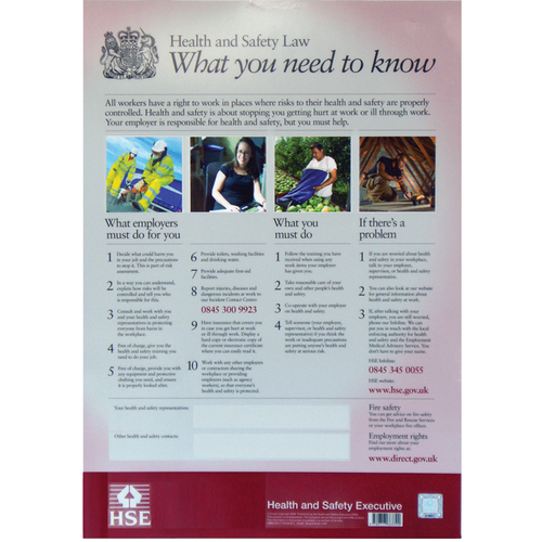 Health & Safety Law Poster 420mm x 297mm - Gompels HealthCare