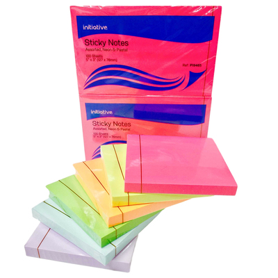 Sticky Notes Assorted Neon and Pastel 76mm x 76mm 12 Pack