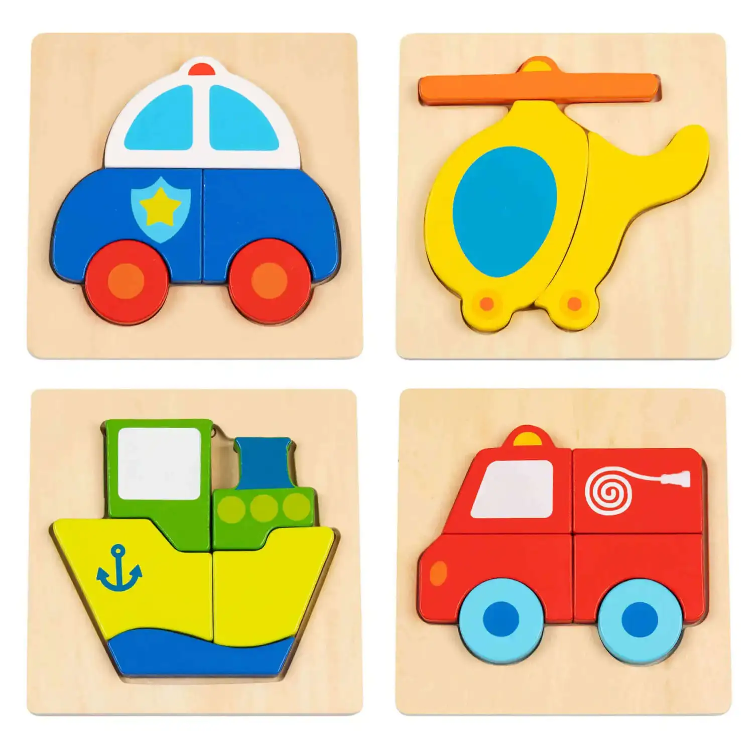 Olly and Oby Chunky Transport Puzzle 4 Pack