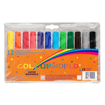 Chunky Fibre Tip Colouring Pens 12pk