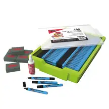 Classtray Black Drywipe Markers Fine Tip With Erasers and Cleaner