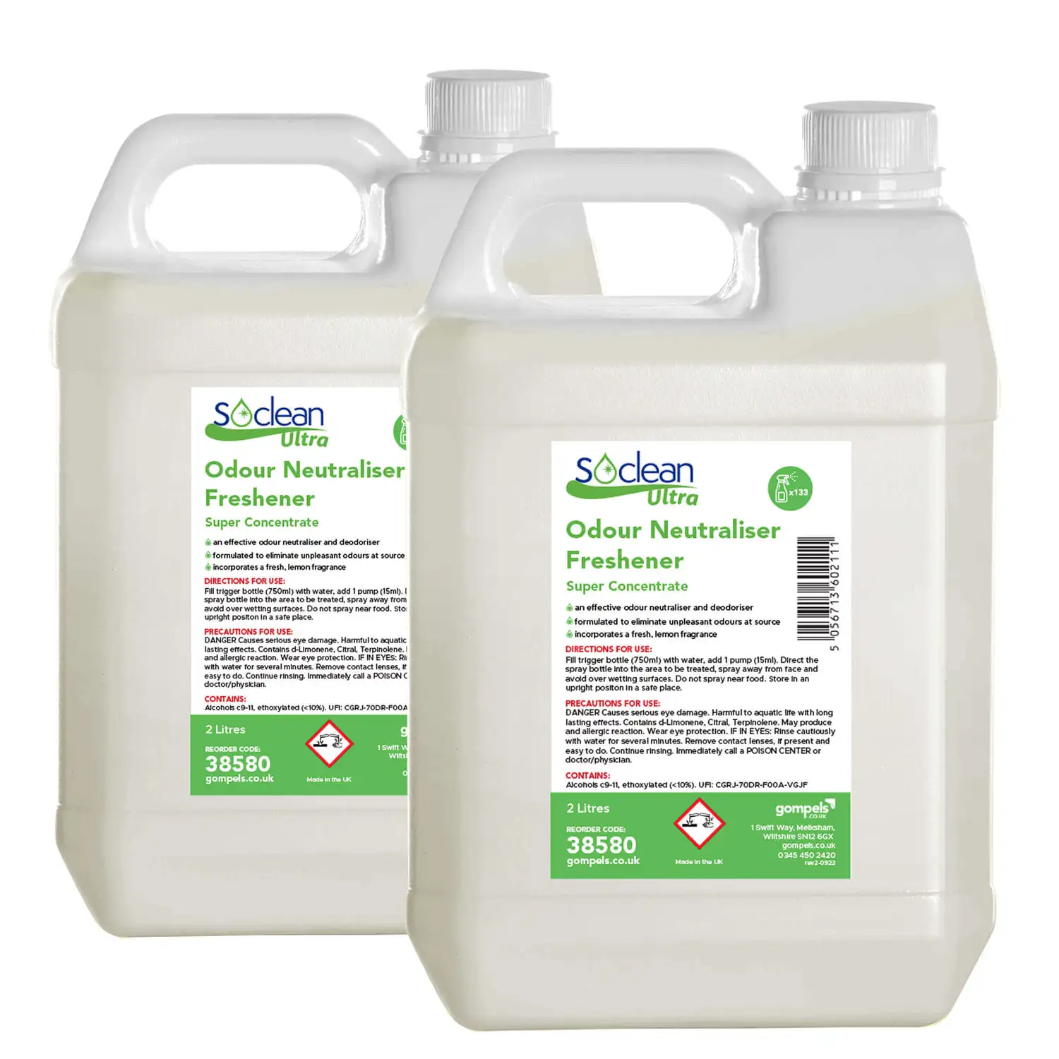 Soclean Ultra Odour Neutraliser Freshener Super Concentrate 2 Litre 2 Pack G2p10
