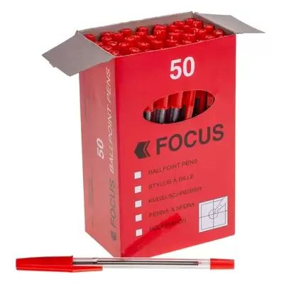 Medium Ballpoint Pen 50 Pack - Colour: Red