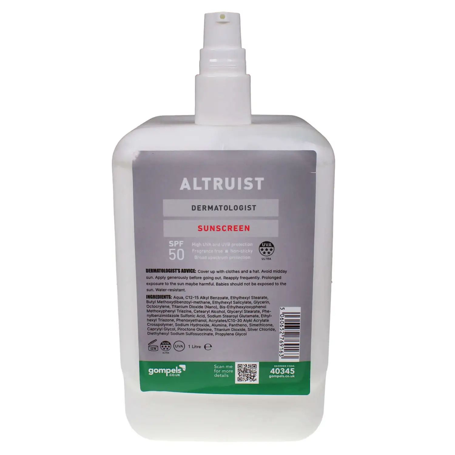 Altruist SPF 50 Dermatologist Sunscreen 1 Litre